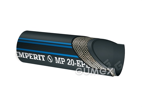 Tlaková hadice na vodu a vzduch MP 20 EPDM, 6/13mm, 20bar, EPDM, -40°C/+120°C (max. 100°C pro kapaliny v uzavřených systémech), černá s modrými pruhy